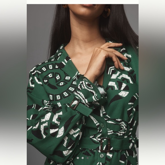 Anthropologie Dark Green Patterned Jumpsuit - Picture 3 of 6